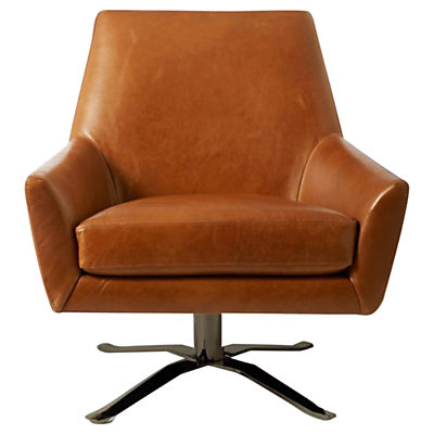 west elm Lucas Leather Swivel Chair, Saddle Leather Bronze
